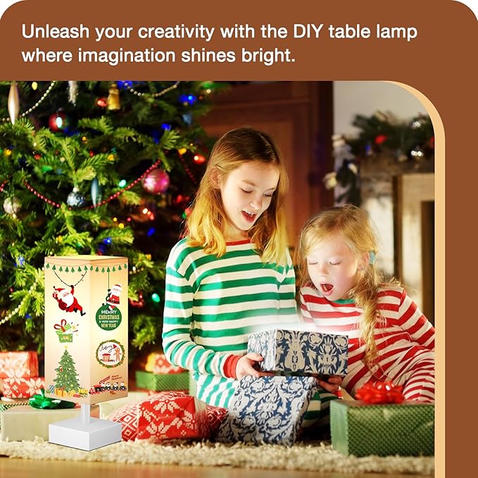 aooshine White Small Table Lamp - Bedside Lamp for Bedroom, Minimalist Nightstand Lamp with Square Fabric Shade, Desk Lamp for Kids Room Dorm