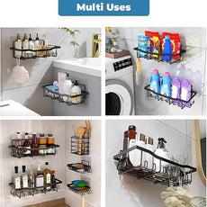 Fab Glass and Mirror 5-Pack Shower Caddy, Black - Shower Organizer & Shelves for Efficient Storage, Bathroom Caddy for Wall Organizer, Durable Wall Caddy