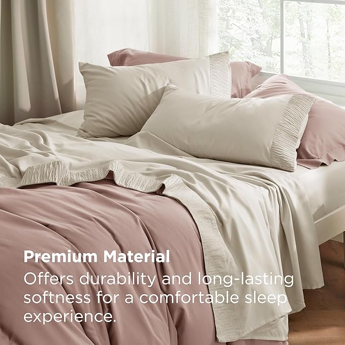 Bedsure Queen Sheet Set - 4 Pieces Soft Queen Size Sheets - Breathable & Cooling - Hotel Luxury - Easy Care Polyester Microfiber Bedding for Women, Men, Linen