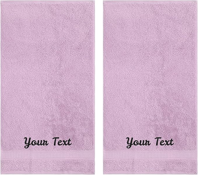 Personalized Towels, Hotel & Spa Quality, Super Soft, Highly Absorbent, Bathroom Towel Sets, 100% Turkish Genuine Cotton Monogrammed Towels 2 Piece Hand Towel Set for Face, Dorm, Gym & Spa, Lilac