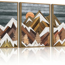 Framed Mountain Wall Art Boho Mountain Wall Decor Modern Nature Artwork 12