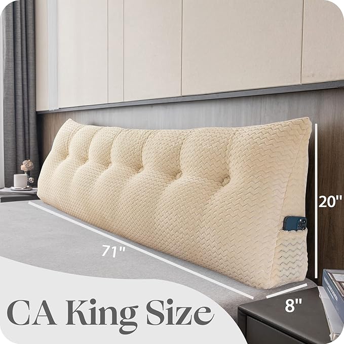 Large Bolster Triangular Headboard Wedge Backrest Positioning Support Bed Rest Reading Pillows Headboard Wedge Pillows for Day Bed with Removable Cover