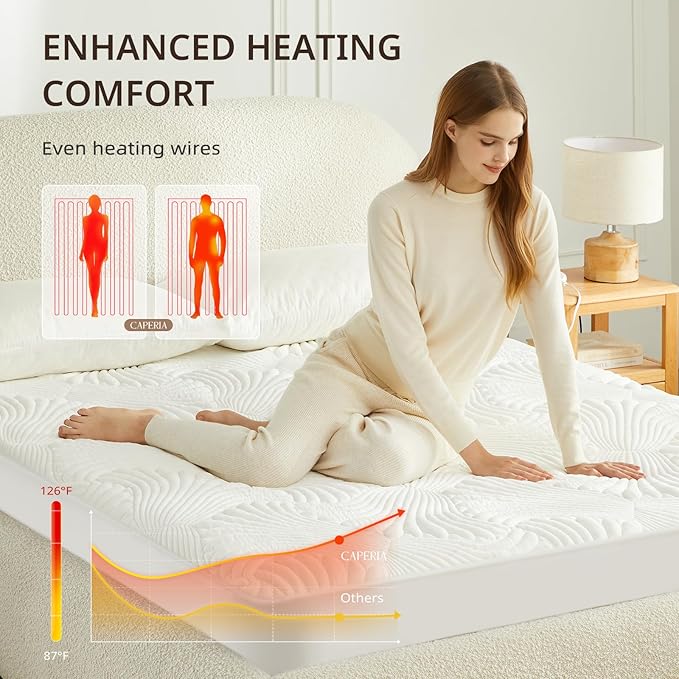 Heated Mattress Pad Queen, Electric Mattress Pad Bed Warmer with 9 Heat Settings, Memory Function, 1-12 Hours Auto Off, Deep Pocket, Machine Washable, 60"x 80"