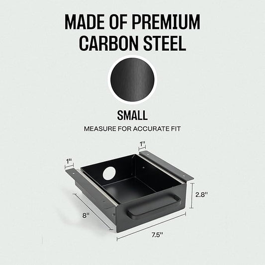 Under Desk Drawer Slide Out Attachment - Carbon Steel Undermount Table Drawer with Cable Management, Pull Out Add-On Storage for Office & Standing Desks (7.5" x 8" x 2.8")