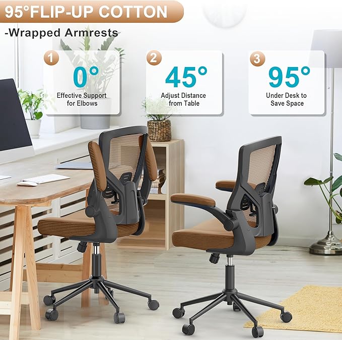 Office Chair, High Back Desk Chair Adjustable Height and Ergonomic Design Home Office Computer Chair, Executive Lumbar Support Padded Flip-up Armrest