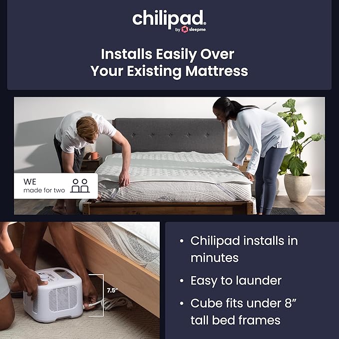 Chilipad Cube Bed Cooling System - Cooling & Heating Mattress Topper, Dual Zone Bed Temperature, Cool Sleep Enhancement, Temp Range of 60-115°F, WE Cal King Bedsize (72" W x 84" L), Model: CP516