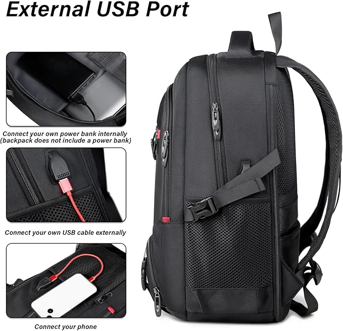Gym Backpack For Men Women, 45L Expandable Travel Backpack with Shoe Compartment, Water Resistant Workout Sports Bag with USB Port Fit 17 Inch Laptop, Ideal for Gym, Sports, Camping, Hiking