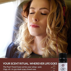 Essence Pearl Travel Case - Wearable Aromatherapy Kit with Nasal Diffuser Rings, Soaking Bay, and 5mL Essential Oil – Portable Wellness Gift Set for On?The?Go Self Care