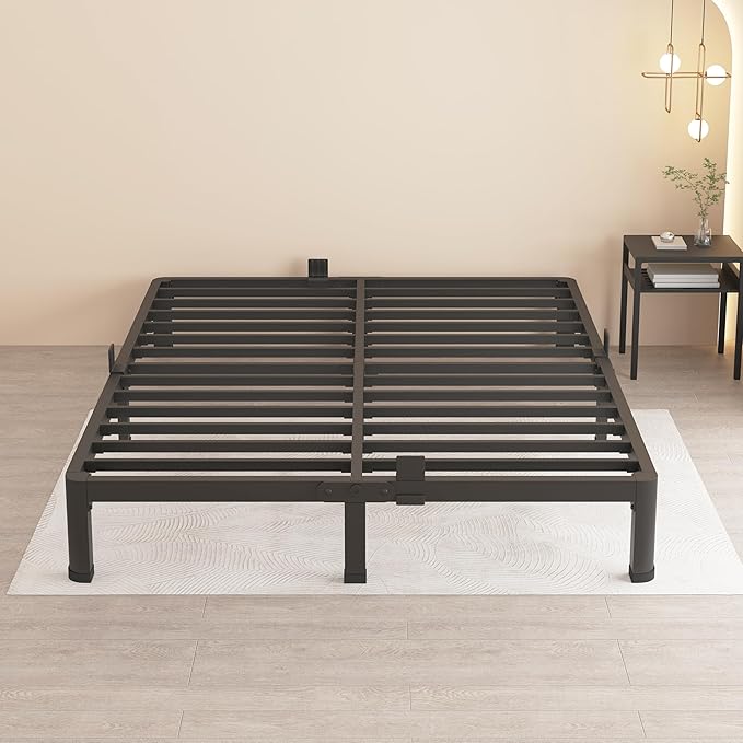 MAF 10 Inch Queen Metal Platform Bed Frame with Round Corner Legs, 3000 LBS Heavy Duty Steel Slats Support, Noise Free, No Box Spring Needed, Easy Assembly
