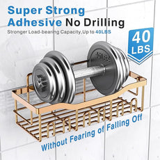 EUDELE Shower Caddy 2 Pack, Adhesive Organizer for Bathroom Storage, Home Decor & Kitchen, No Drilling, Rustproof Stainless Steel Shelf, Bathroom Decor Sets