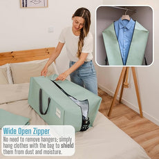 VENO 2 Pack Moving Bags w/Backpack Straps, Heavy Duty, Moving Boxes Alternative, Packing Supplies, Large Storage Totes for Dorm Room Essentials with Zipper for Clothes (Light Green Matte, 2 Pack)