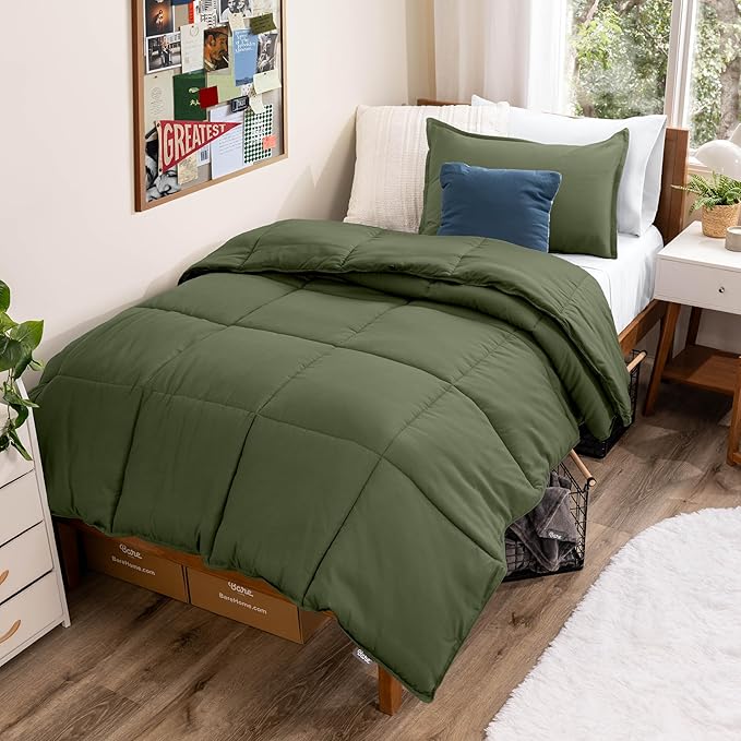 Bare Home Comforter Set - Ultra-Soft - Goose Down Alternative - Premium 1800 Series - All Season Warmth (Twin/Twin XL, Cypress Green)