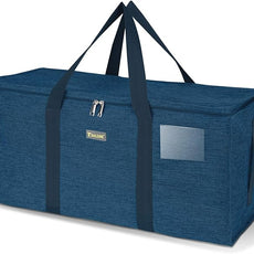 BALEINE Extra Large Storage Tote with Zippers & Carrying Handles, Heavy-Duty Oxford Fabric Moving Bags for Laundry, Space Saving, Storage, Denim Blue
