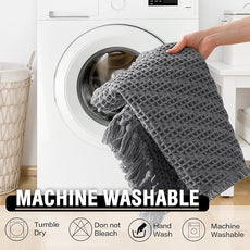 H.VERSAILTEX Waffle Bath Mat Super Absorbent Boho Bath Mat Non Slip Bath Rugs for Bathroom Floor Machine Washable Dry Fast Bathroom Rugs with Tassels (17 x 24 Plus 17 x 24 Inches, Gray)