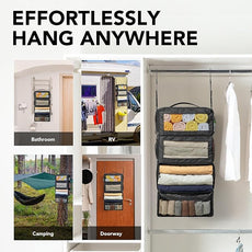 Suitcase Organizer, Travel Luggage Organizer Hanging Shelves Packing Cube Closet/Collapsible Portable Travel Organizer for Carry-on