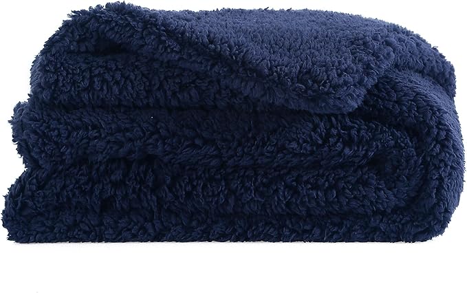 Reafort Ultra Soft Sherpa Body Pillow Cover/Case with Zipper Closure 21"x54" (21"x54" Body Pillow Cover, Navy)