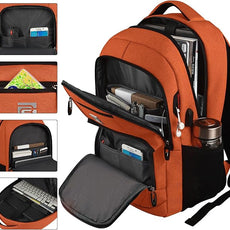 Laptop Backpack,Business Travel Anti Theft Slim Durable Laptops Backpack with USB Charging Port,Water Resistant College Computer Bag for Women & Men Fits 15.6 Inch Laptop and Notebook-Orange