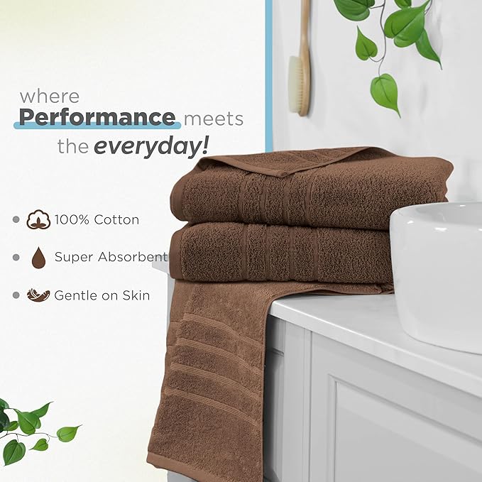 Martex 2-Pack Ultimate Performance Bath Sheet Set – 100% Cotton – 33” x 65” – Extra Large Bath Towels – Versatile – Low-Linting – Supersoft Bathroom Set – Super Absorbent – Easy Care – Chocolate