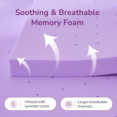 2 Inch Cal King Lavender Infusion Memory Foam Mattress Topper for Relaxing Sleep, Ventilated & Pressure Relieving, CertiPUR-US Certified, Medium Firm Topper in a Box, Cal King Size, 72