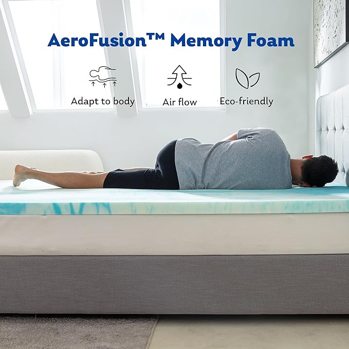 MLILY 2 Inch Twin Memory Foam Mattress Topper, Gel Infused Cooling Pad in a Box, CertiPUR-US Certified, 38"×75", Medium