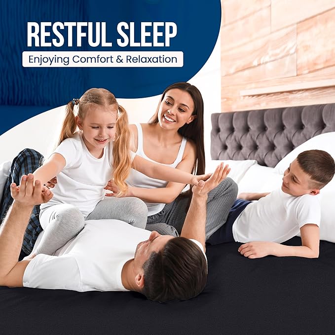 Utopia Bedding Waterproof Mattress Protector Queen Size, Premium 200 GSM Terry Mattress Cover, Soft & Breathable Bed Cover, Fitted Sheet Style with Stretchable Deep Pockets 17" (Black)