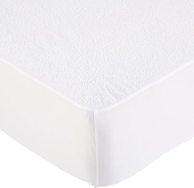 Amazon Basics Waterproof 18 inch Mattress Protector Full Size, Breathable, Machine Washable, White