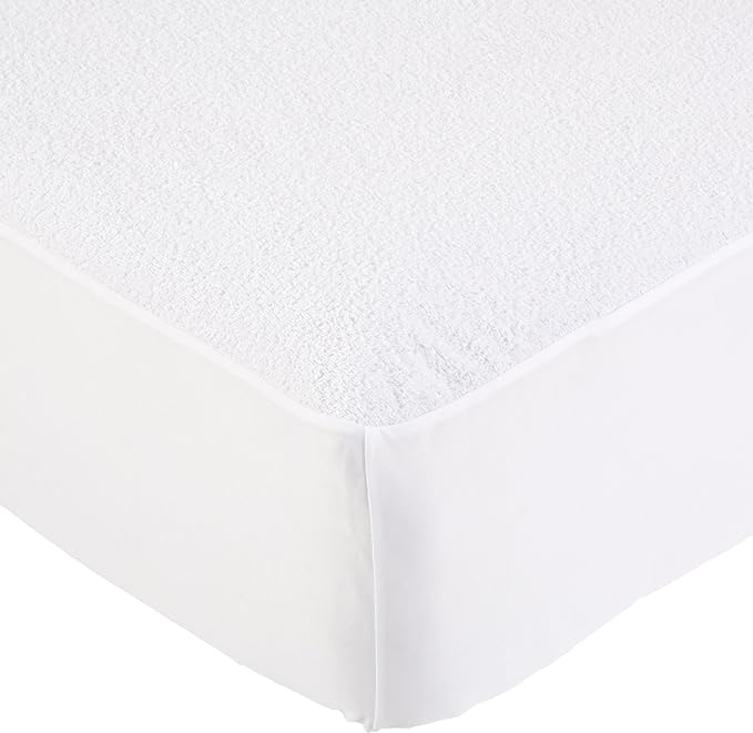Amazon Basics Waterproof 18 inch Mattress Protector King Size, Breathable, Machine Washable, White