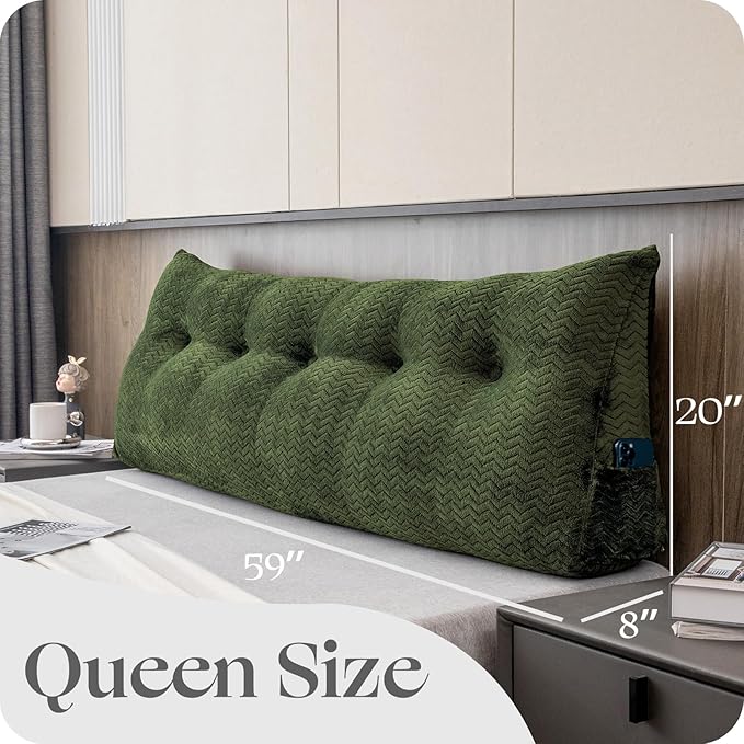 Large Bolster Triangular Headboard Wedge Backrest Positioning Support Bed Rest Reading Pillows Headboard Wedge Pillows for Day Bed with Removable Cover