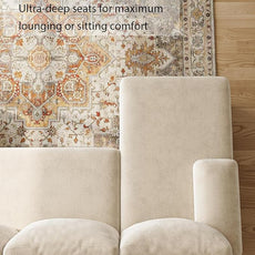 U-Shaped Sectional Couches for Living Room | 112 Inch Modern Sectional Couch | Warm White Chenille Sofa with Double Chaise for Apartment