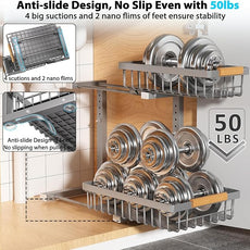 Under Sink Organizer Storage 2 Pack, 2 Tier Slide Out Height Adjustable Pull Out Cabinet Organizer Drawer for Kitchen Bathroom Large Under Sink Shelf Rack Caddy for Pantry, Grey