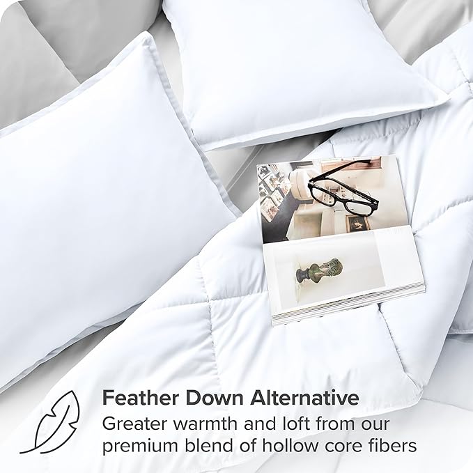Bare Home Comforter Set - King/California King Size - Ultra-Soft - Goose Down Alternative - Premium 1800 Series - All Season Warmth (King/Cal King, White)