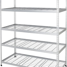 Amazon Basics 4000IBS Heavy Duty Adjustable Storage Shelving Unit, 5 Shelf, High-Grade Aluminum, Silver, 60 x 24 x 78 Inch