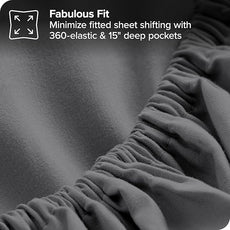 Bare Home Bed-in-A-Bag 7 Piece Comforter & Sheet Set - King - Goose Down Alternative - Ultra-Soft 1800 Premium Bedding Set (King, Light Grey/Grey)