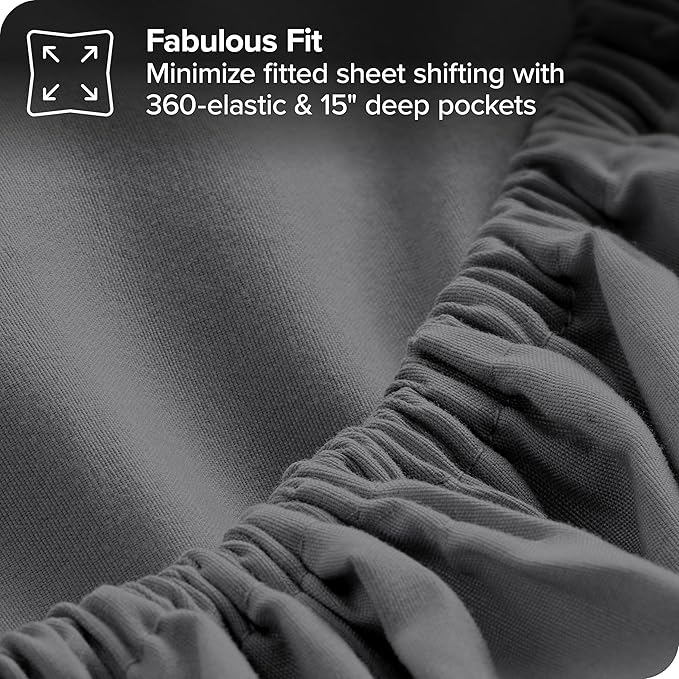 Bare Home Bed-in-A-Bag 7 Piece Comforter & Sheet Set - Full - Goose Down Alternative - Ultra-Soft 1800 Premium - Bedding Set (Full, Black/Grey)