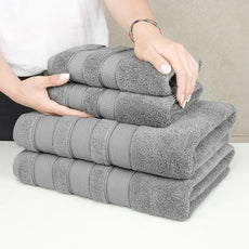American Soft Linen Salem Turkish Bath Towel Set, 100% Cotton 600 GSM 6 Piece Towels for Bathroom, 2 Bath Towels 2 Hand Towels 2 Washcloths, Light Grey