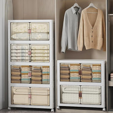 Extra Large Stackable Storage Bins with Lids & Wheels & Door, 960QT-160QT/40GAL*6Pack Foldable Collapsible Closet Organizers, Plastic containers drawers for bedroom Dorm