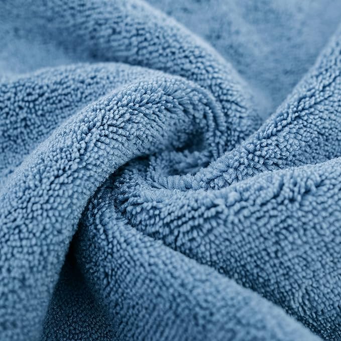 POLYTE Microfiber Quick Dry Lint Free Bath Towel, 57 x 30 in, Pack of 4 (Blue)