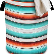 Mexican Serape Stripe Laundry Basket Foldable Oxford Cloth Tote Bag Laundry Hamper Clothes Storage Bucket Organizer For Bathroom/Laundry Storage/Bedroom 19.6x15.7 Inch