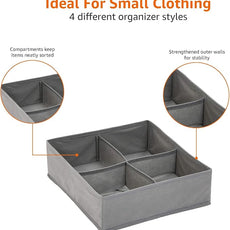 Amazon Basics Dresser Drawer Storage Organizer for Undergarments, Set of 4 - Gray