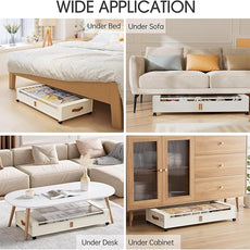 Yecaye Under Bed Storage with Wheels 2Pack, 70L Larger Capacity Under Bed Storage Containers, Underbed Shoe Storage Organizer, Rolling Under Bed Metal Drawers for Clothes, Blankets(35.5 x 17 x 6.7in)