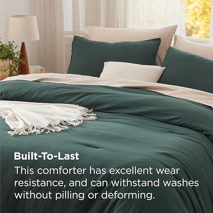 Bedsure Super King Plus Size Comforter Set, Forest Green Soft Prewashed Bedding for All Seasons, 3 Pieces GentleSoft™ Bed Set, 1 Lightweight Comforter (128"x120") and 2 Pillowcases (20"x36")
