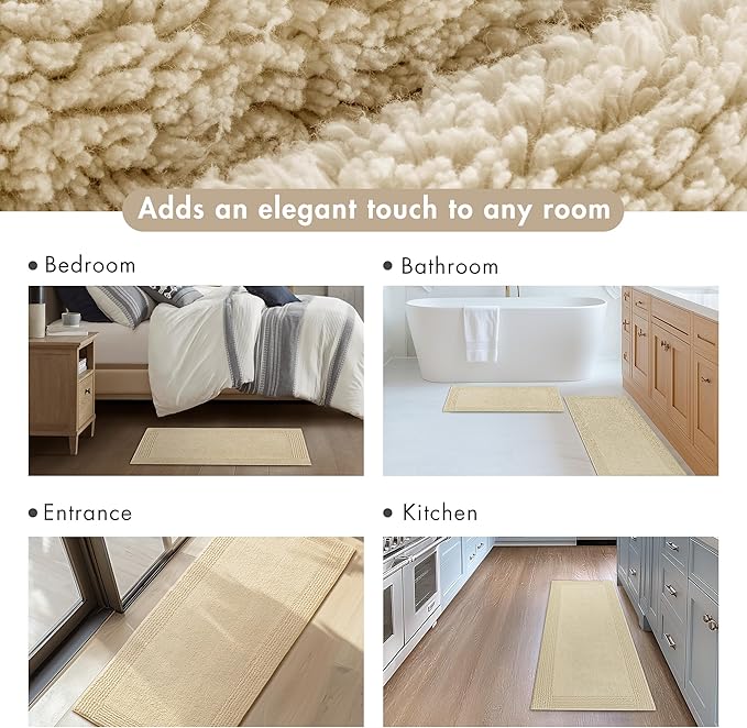 Madison Park Splendor Reversible 100% Cotton Tufted Bathroom Rug-3000 GSM Hotel Quality Luxurious Plush Medium Pile Bath Mat Absorbent, Quick Dry, Shower Room Décor, 24x44 Natural