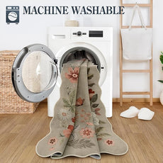 Lahome Floral Washable Rugs for Living Room, 5x7 Area Rugs Soft Non-Slip Stain Resistant Boho Low-Pile Throw Large Carpet for ‎Bedroom Dining Room Office, Brown