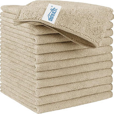 HOMEXCEL Brown Microfiber Cleaning Cloth, 12 Pack Premium Microfiber Towels for Cars, Lint Free, Scratch-Free, Highly Absorbent, Reusable Cleaning Rags for Car, Household, Kitchen, Window, 11.5