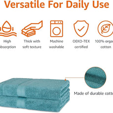 Amazon Basics Fade-Resistant 100% Cotton Bath Towel, 2 Pack, 30