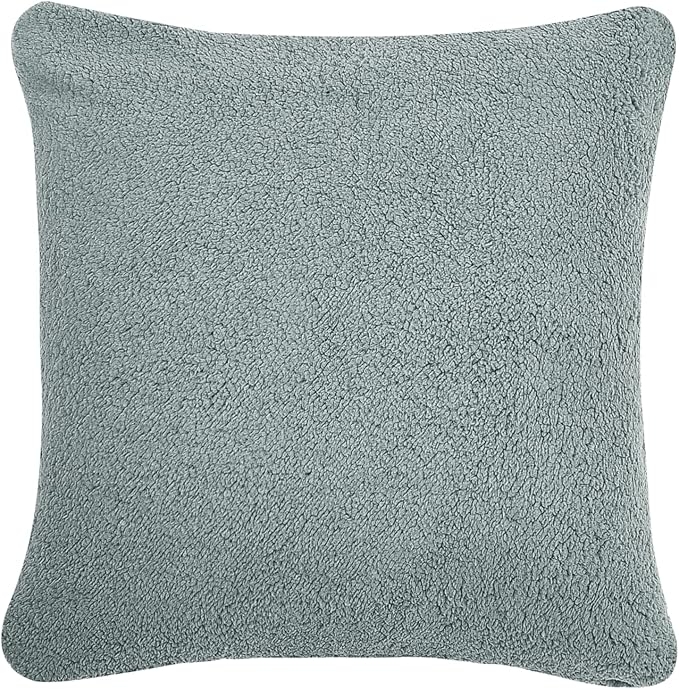 Reafort Ultra Soft Sherpa Euro Sham Pillow Case 26"x26" Replacement with Zipper Closure (Blue 26"x26" Euro Sham)
