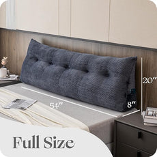 Large Bolster Triangular Headboard Wedge Backrest Positioning Support Bed Rest Reading Pillows Headboard Wedge Pillows for Day Bed Bunk Bed with Removable Cover, Full (54x8x20 Inches)