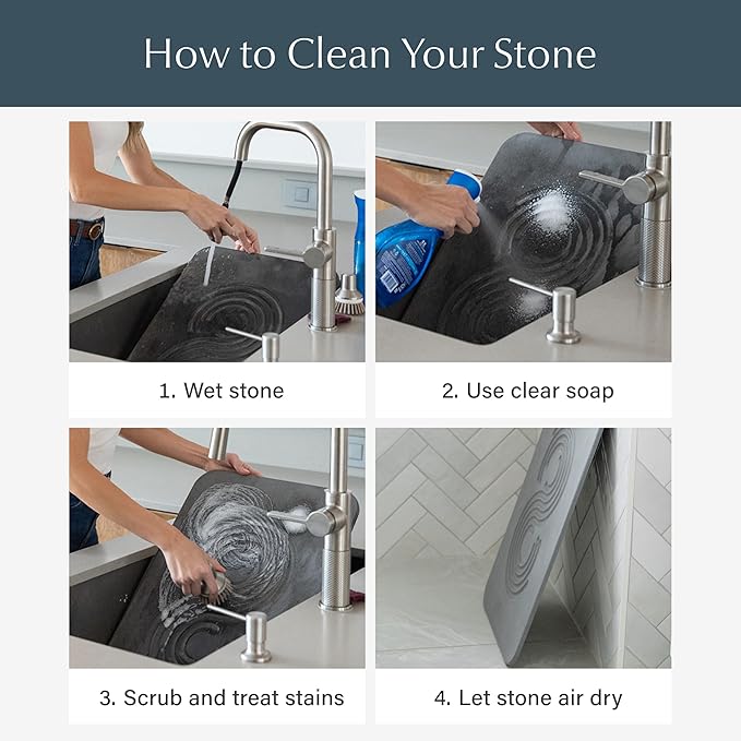 Dorai Home Bath Stone Mat 23.6"x15.4" (2-Pack) – Quick-Dry, Non-Slip Diatomite Stone Bath Mat for Bathroom, Zen Slate