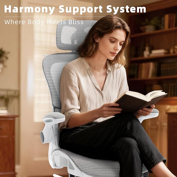 Ergonomic Office Chair, Adjustable High Back Desk Chair with Headrest Footrest 2D Lumbar Support - Executive Breathable Mesh Comfy Swivel Rolling Reclining Computer Task Chairs for Home Office Gaming