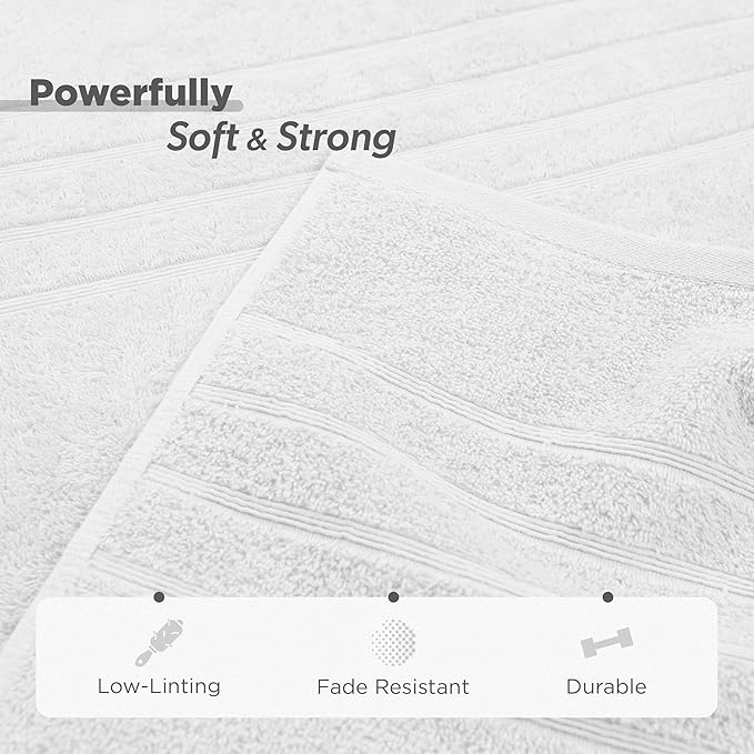 Martex 6-Piece Towel Set – Ultimate Performance – 100% Cotton – 2 Bath Towels – 2 Hand Towels – 2 Wash Cloths – Versatile – Low-Linting – Supersoft & Absorbent Bathroom Set – Easy Care – Optical White